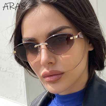 Gafas de Y2K Punk sin montura de ojo de gato, gafas 2026 de diseño de lujo irregulares sin marco, gafas de mujer, gafas de fiesta de moda