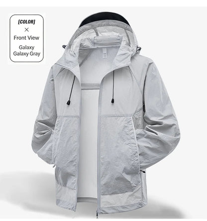 EUMERGX Waterproof Jacket for Men and Women, Windbreaker with Sun Protection for Fishing, Climbing, Hiking, Lightweight Rain Coat, Unisex, for Summer