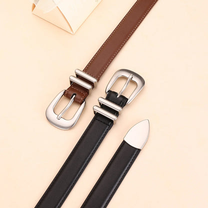 Cinturón de cuero genuino de aleación de alta gama para mujer; cinturón de cintura moderno y versátil; cinturón de corsé que combina tendencia