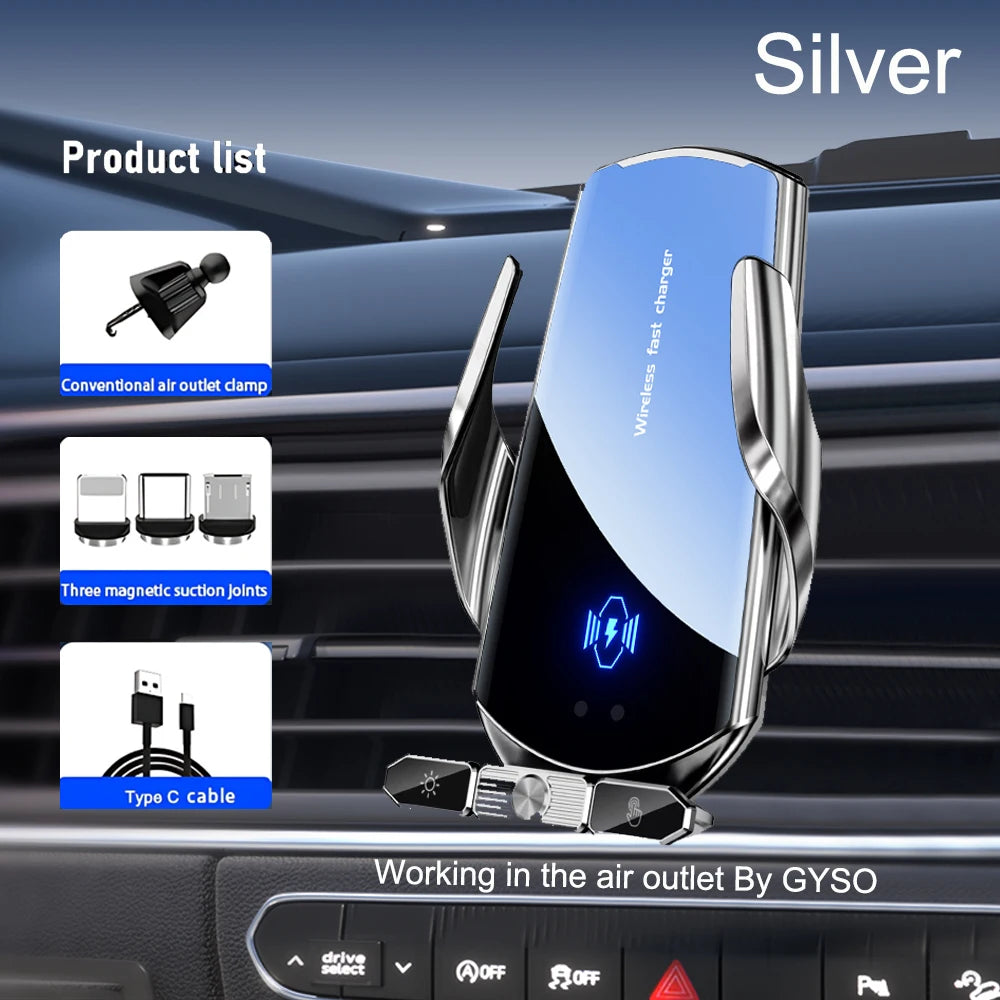 Soporte de teléfono para coche, cargador inalámbrico para iPhone 12, 13, 14, 15 Pro Max, ventosa para parabrisas, salpicadero, ventilación de aire, estación de carga rápida
