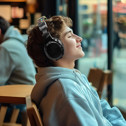 Kids Gradient Bluetooth Headphones, Wireless Over-Ear Headsets for Girls with Mic, Foldable Lightweight Headphones for School Travel