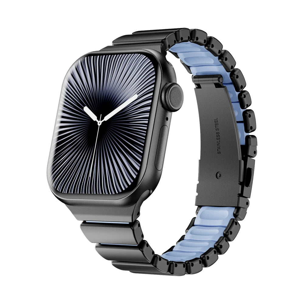 Correa de Acero Inoxidable para Apple Watch Series 10 11 42mm, Correa de Goma para Mujer para Iwatch 9 8 7 41mm 6 5 4 3 2 1 40mm 38mm