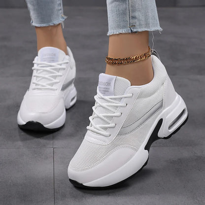 Fashion Platform Women's Shoes, Invisible Height Increasing Casual Shoes, Breathable Air Cushion Walking Travel Shoes