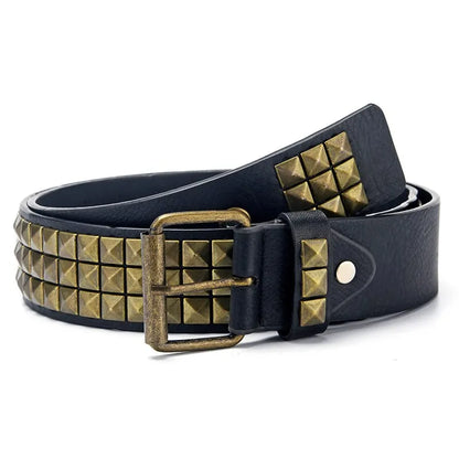 Nuevo cinturón con remaches de cuentas cuadradas a la moda, cinturón piramidal de Metal para hombres y mujeres, Hardware Punk, cinturón vaquero Y2K, cinturón de diseñador, cinturón para mujer
