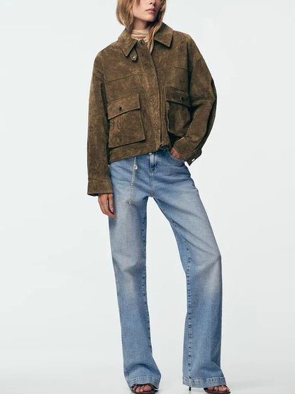 Women's Pure Leather Pilot Jacket Z, Style, Cut Are, Short Jacket, E and Quality