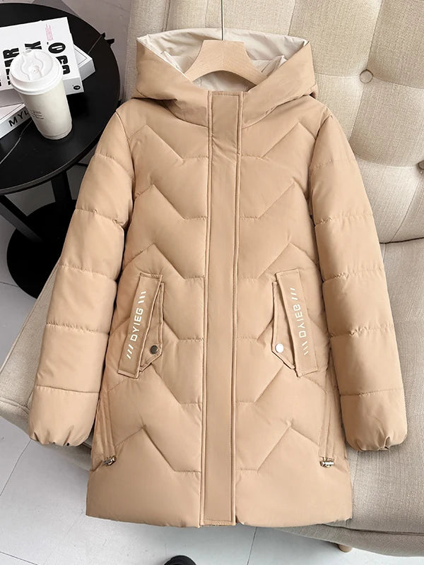Chaqueta de plumón de longitud media para mujer, de alta gama, gruesa, cálida y elegante, estilo coreano, para el invierno, c...