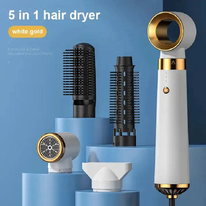 Secador de pelo 5 en 1, peine eléctrico para el cabello, cepillo rizador recto de iones negativos, secador de pelo, peine de aire, Kit de cepillo extraíble, herramienta.