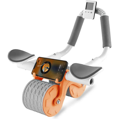 Nueva Rueda Abdominal con Tapete para Rodillas y Temporizador, Rodillo de Ejercicio Abdominal con Rebote Automático y Soporte para Codos