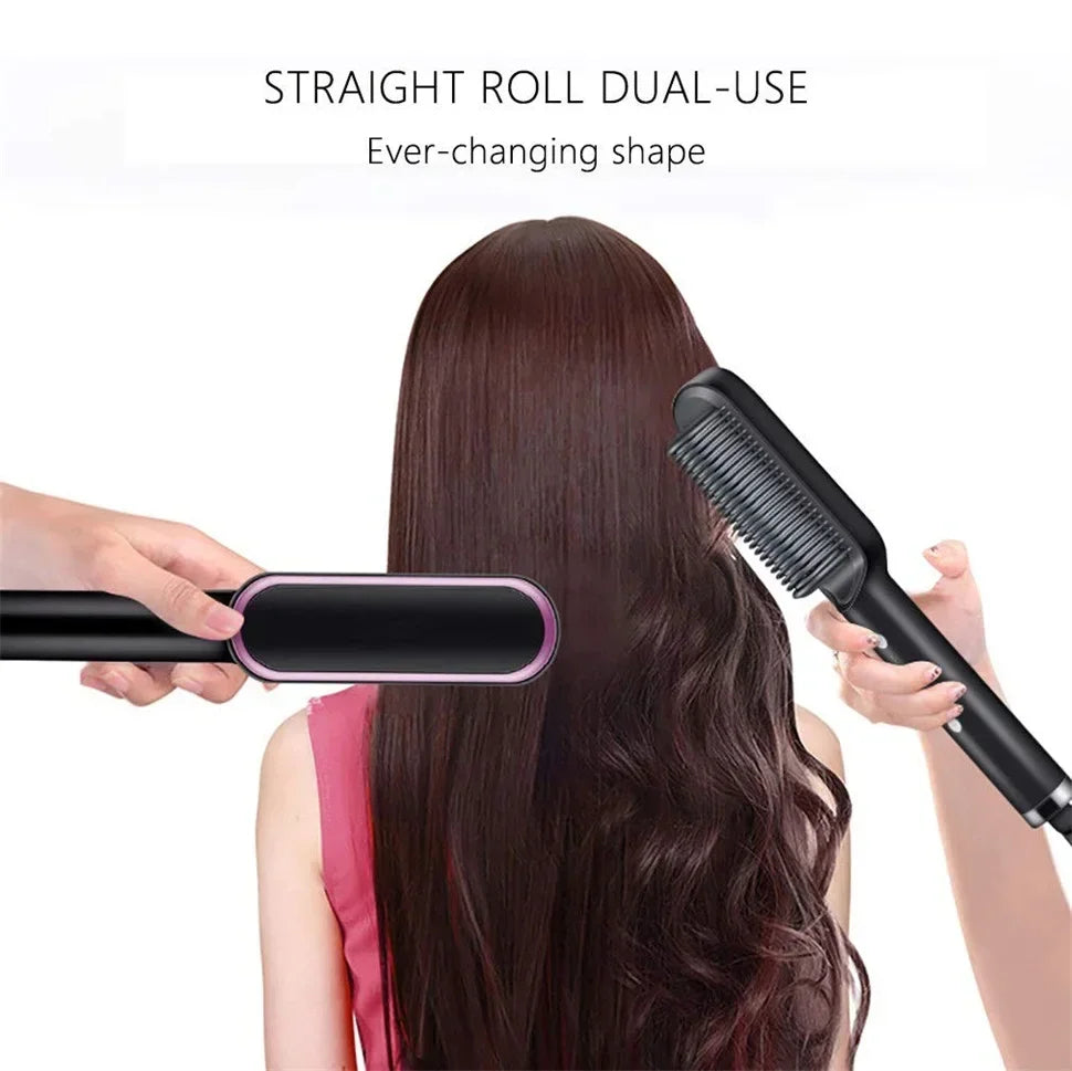 Plancha de pelo multifuncional para el cuidado Personal, alisador de pelo profesional de calentamiento rápido, peine caliente eléctrico