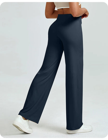 Women's High Waisted Straight Leg Yoga Pants, Naked Feeling, Butt Lift, Loose Fit, Workout Pants, Slimming Gym Pants