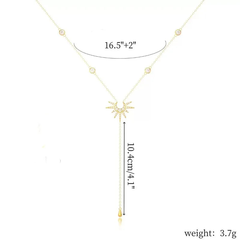 Collar con colgante en forma de Y de acero inoxidable para mujeres y niñas, gargantilla colgante con borla larga de circonia cúbica a la moda, regalos de joyería