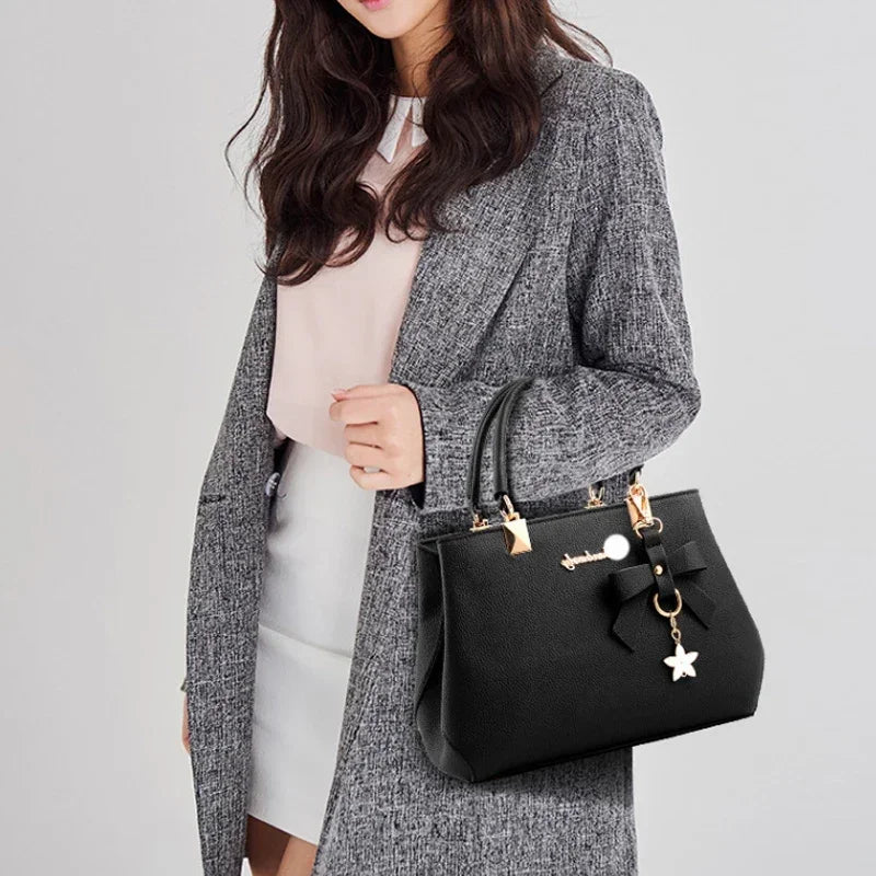 Bolsos de mensajero para mujer con colgante de flor, bolsos de moda para oficina para mujer, bolso puro para mujer, nuevos bolsos de hombro tipo bandolera