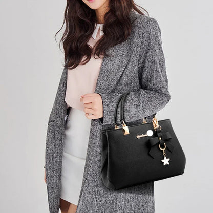 Bolsos de mensajero para mujer con colgante de flor, bolsos de moda para oficina para mujer, bolso puro para mujer, nuevos bolsos de hombro tipo bandolera