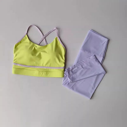 Women's 2-piece yoga workout set, high-waisted.