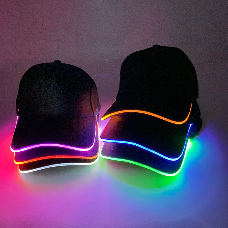 Sombrero fluorescente LED de fibra óptica, gorra de béisbol brillante de neón, suministros de fiesta de baile, sombrero de Rap de hip hop, accesorios de Club, disfraz