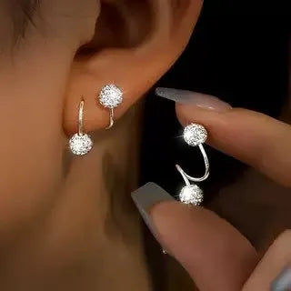 Pendientes esféricos de moda y lujosos para mujer, con aretes en forma de S estilo tornillo, adecuados para uso diario de mujeres