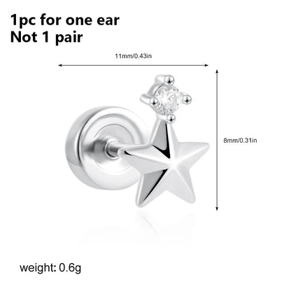 Pendientes de acero inoxidable con forma de estrella, Luna y sol para mujer, uso diario Simple, Piercing para cartílago, joyería Punk Unisex Rock, 1 ud.