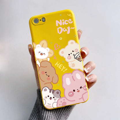 For iPhone 5 5S Case Cute Bear Cartoon Frog Painted Soft Cover For iPhone SE 2016 2020 2022 SE2 Silicone Phone Case Coque Funda
