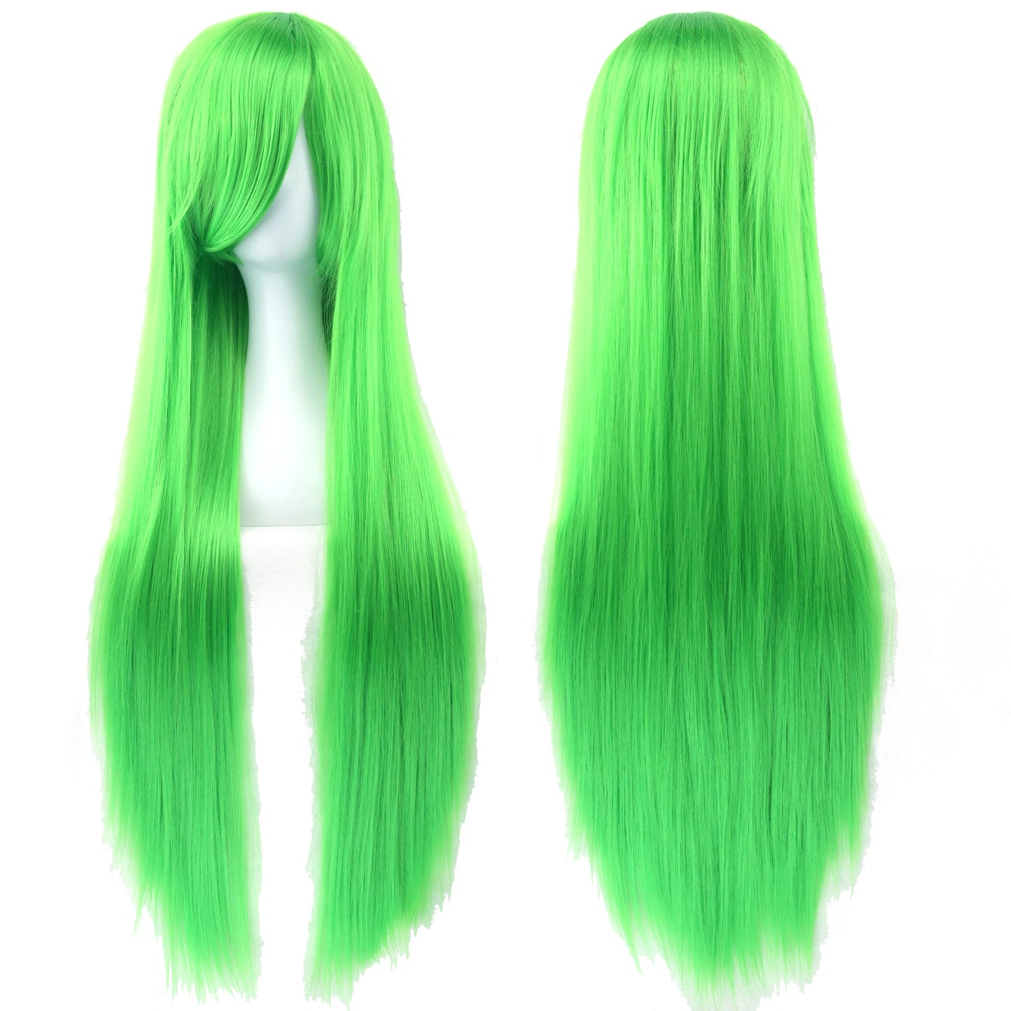 Soowee 80cm Synthetic Hair Wigs, White and Purple Cosplay Wigs, Black Straight Hair Wig for Party, Women's Wig.