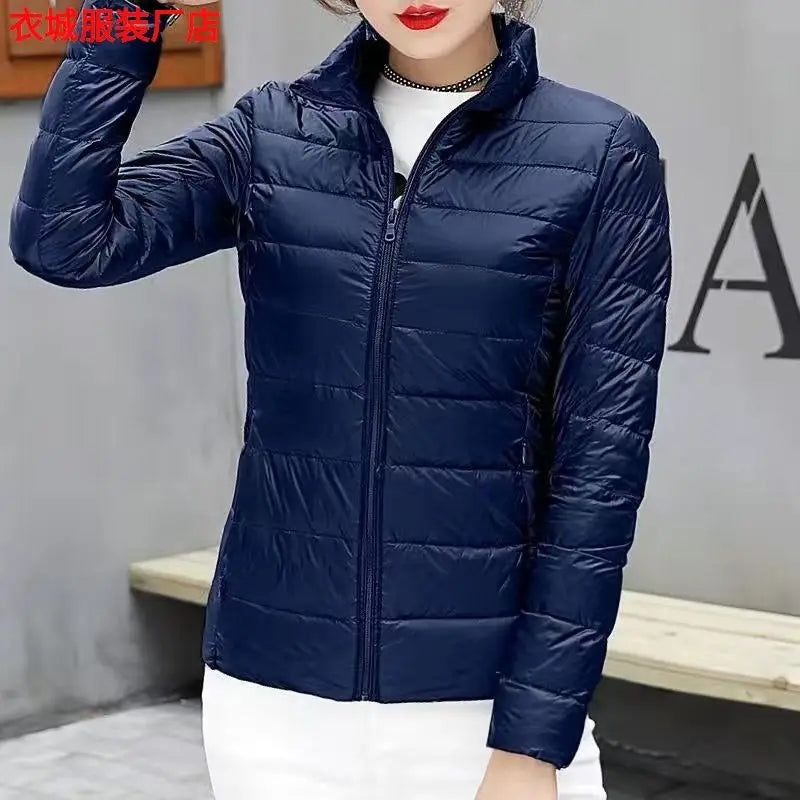 New Women's Hooded Down Jacket, Short, Thick, Warm, Casual, Lightweight, Korean Style, Simple Design