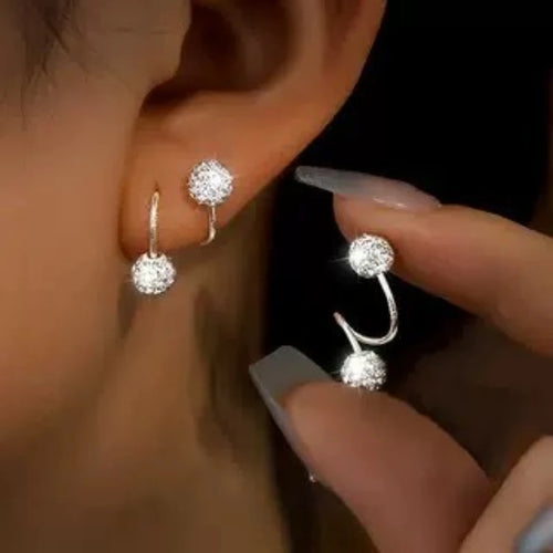 Pendientes esféricos de moda y lujosos para mujer, con aretes en forma de S estilo tornillo, adecuados para uso diario de mujeres