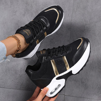 Fashion Platform Women's Shoes, Invisible Height Increasing Casual Shoes, Breathable Air Cushion Walking Travel Shoes