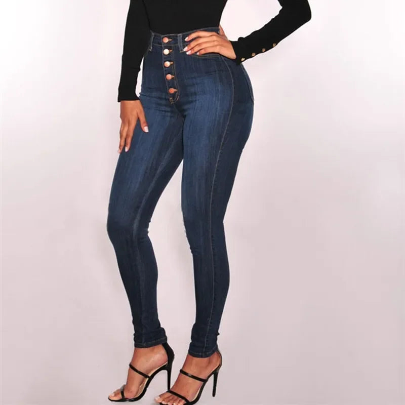 Women's Jeans, High Waist Push Up Jeans, Stretchy, Mom Fit, Washed Skinny Jeans for Women