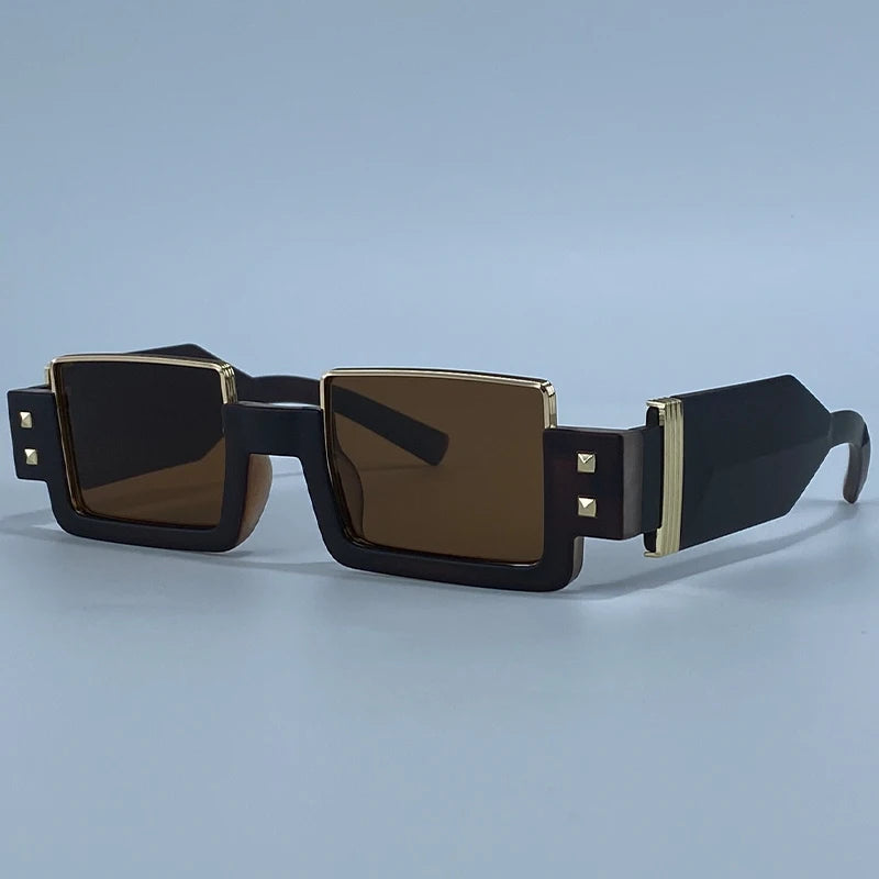 Punk Y2K 2026 Square Luxury Brand Sunglasses, Retro Steampunk Sunglasses for Women, Outdoor UV400 Sunglasses