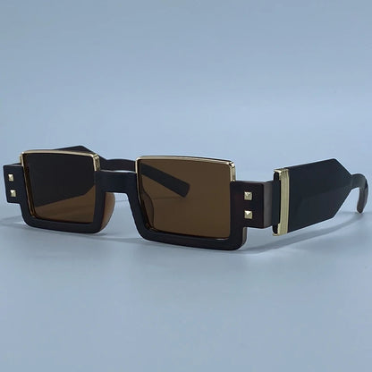 Punk Y2K 2026 Square Luxury Brand Sunglasses, Retro Steampunk Sunglasses for Women, Outdoor UV400 Sunglasses