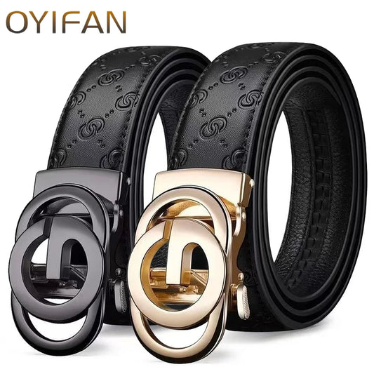 Luxury belt for men and women, automatic buckle belt for men, high-quality genuine leather belt, printed design business belt for men