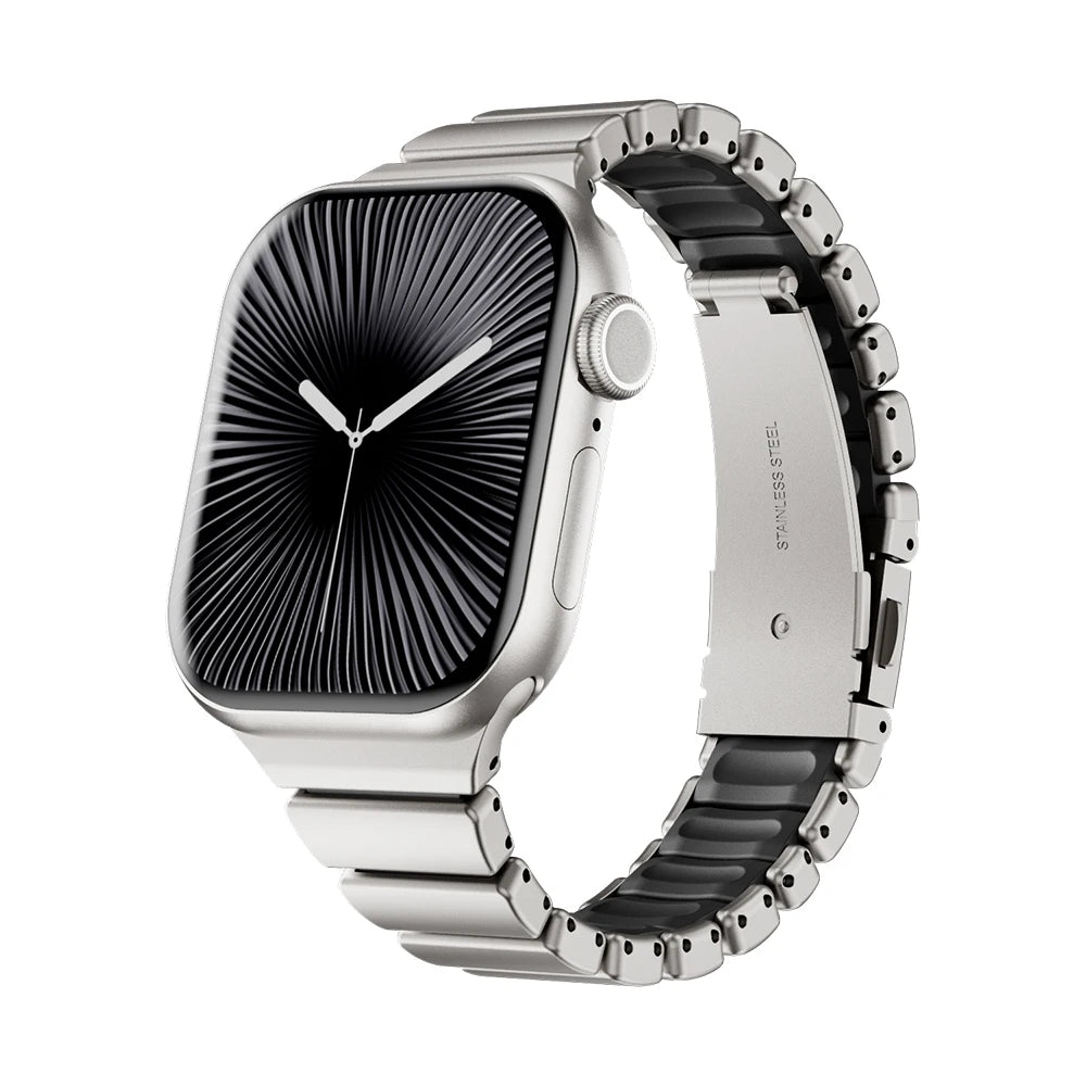 Correa de Acero Inoxidable para Apple Watch Series 10 11 42mm, Correa de Goma para Mujer para Iwatch 9 8 7 41mm 6 5 4 3 2 1 40mm 38mm
