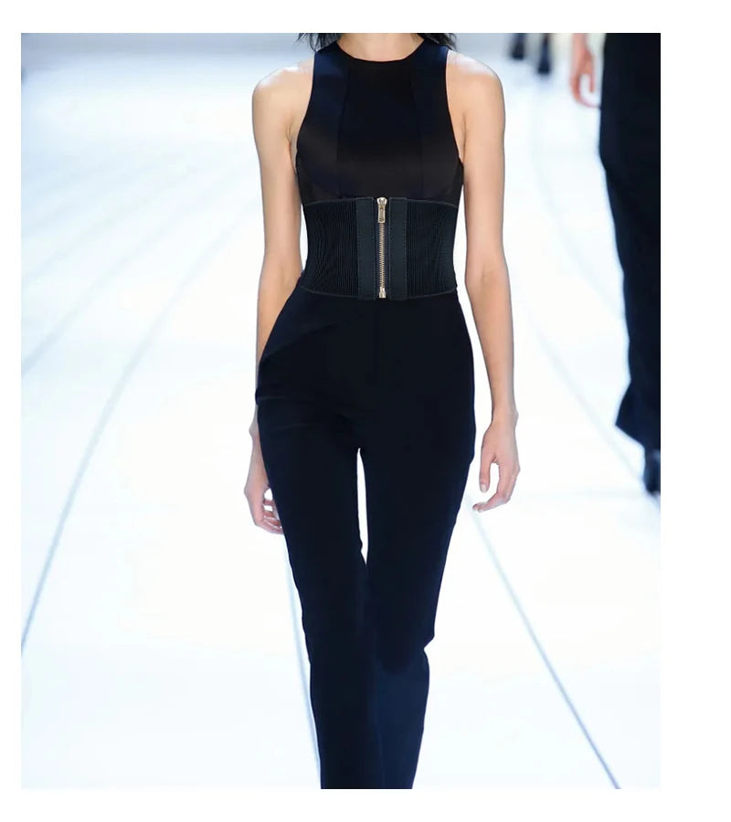 Cinturones elásticos anchos de diseñador a la moda para mujer, vestido femenino de alta calidad, cinturón de corsé negro, fajas elásticas
