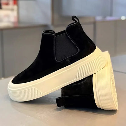 Botas de Hombre, Moda, Plataforma, Caña Alta, Casuales, Invierno 2026, Antideslizantes, Cálidas, Forro de Felpa, Algodón, Botas Chelsea para Exteriores
