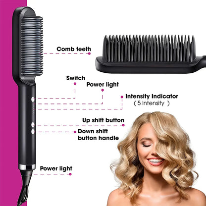 Plancha de pelo multifuncional para el cuidado Personal, alisador de pelo profesional de calentamiento rápido, peine caliente eléctrico