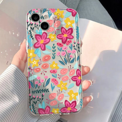 Funda de teléfono transparente con flores para iPhone 17 16 Pro Max, Funda transparente para iPhone 11 15 12 13 14 Pro Max 17 Air 17pro 17 Max