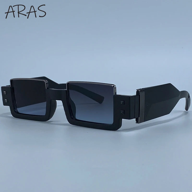 Punk Y2K 2026 Square Luxury Brand Sunglasses, Retro Steampunk Sunglasses for Women, Outdoor UV400 Sunglasses