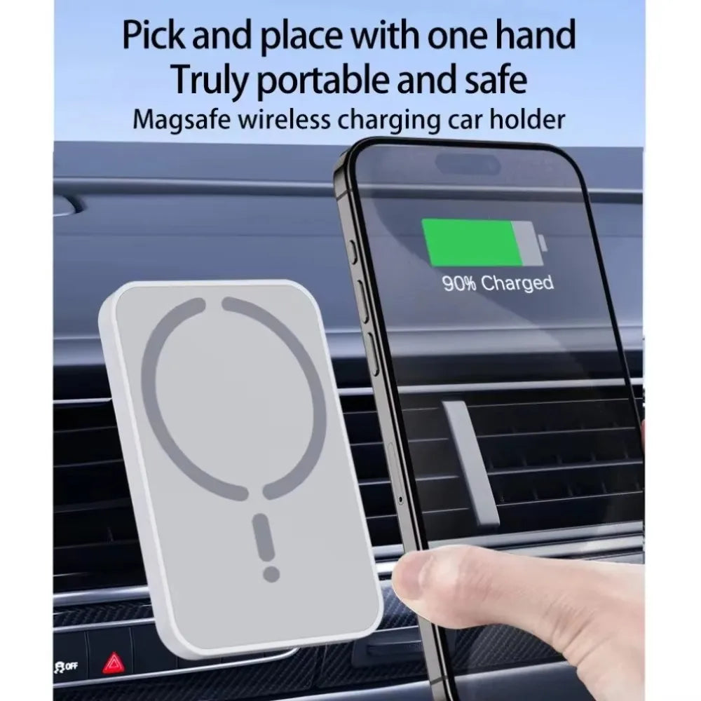Magnetic Wireless Car Charger, Air Vent Phone Holder, 100W, for MagSafe iPhone 16, 15, 14, 13, 12 Pro Max, XS, 11, Fast Charging Pad