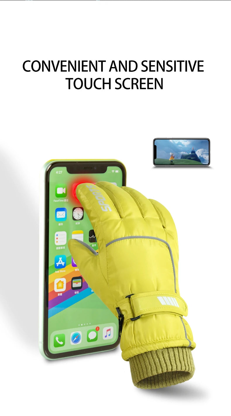 Guantes de esquí cálidos de invierno profesionales para hombres y mujeres, guantes cálidos para la nieve, guantes impermeables para motocicleta, pantalla táctil Smile 506.
