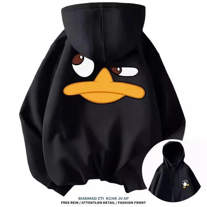 Sudadera con capucha de gran tamaño con diseño de pato de dibujos animados para hombre y mujer, Top informal cálido para deportes al aire libre diarios, Otoño e Invierno
