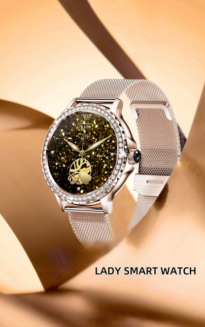 Reloj inteligente de moda para mujer NX19 llamada bluetooth pulsera deportiva inteligente IP68 reloj impermeable con diamantes