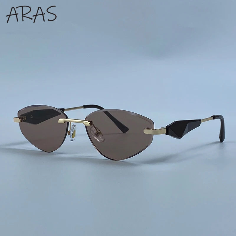 Gafas de Y2K Punk sin montura de ojo de gato, gafas 2026 de diseño de lujo irregulares sin marco, gafas de mujer, gafas de fiesta de moda