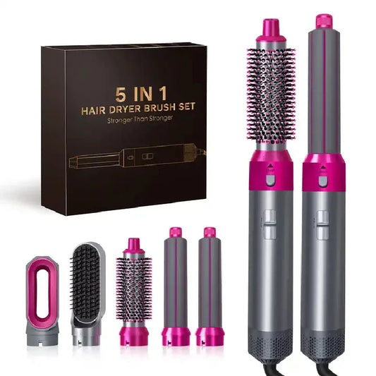 Secador de pelo 5 en 1, peine eléctrico para el cabello, cepillo rizador recto de iones negativos, secador de pelo, peine de aire, Kit de cepillo extraíble, herramienta.