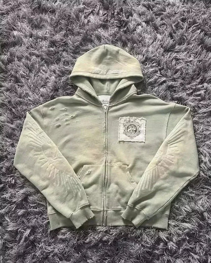Y2K nueva versión coreana de estilo universitario Spice Girl cremallera Sudadera con capucha mujeres Harajuku Casual suelta polar grueso sudadera Punk Sudadera con capucha
