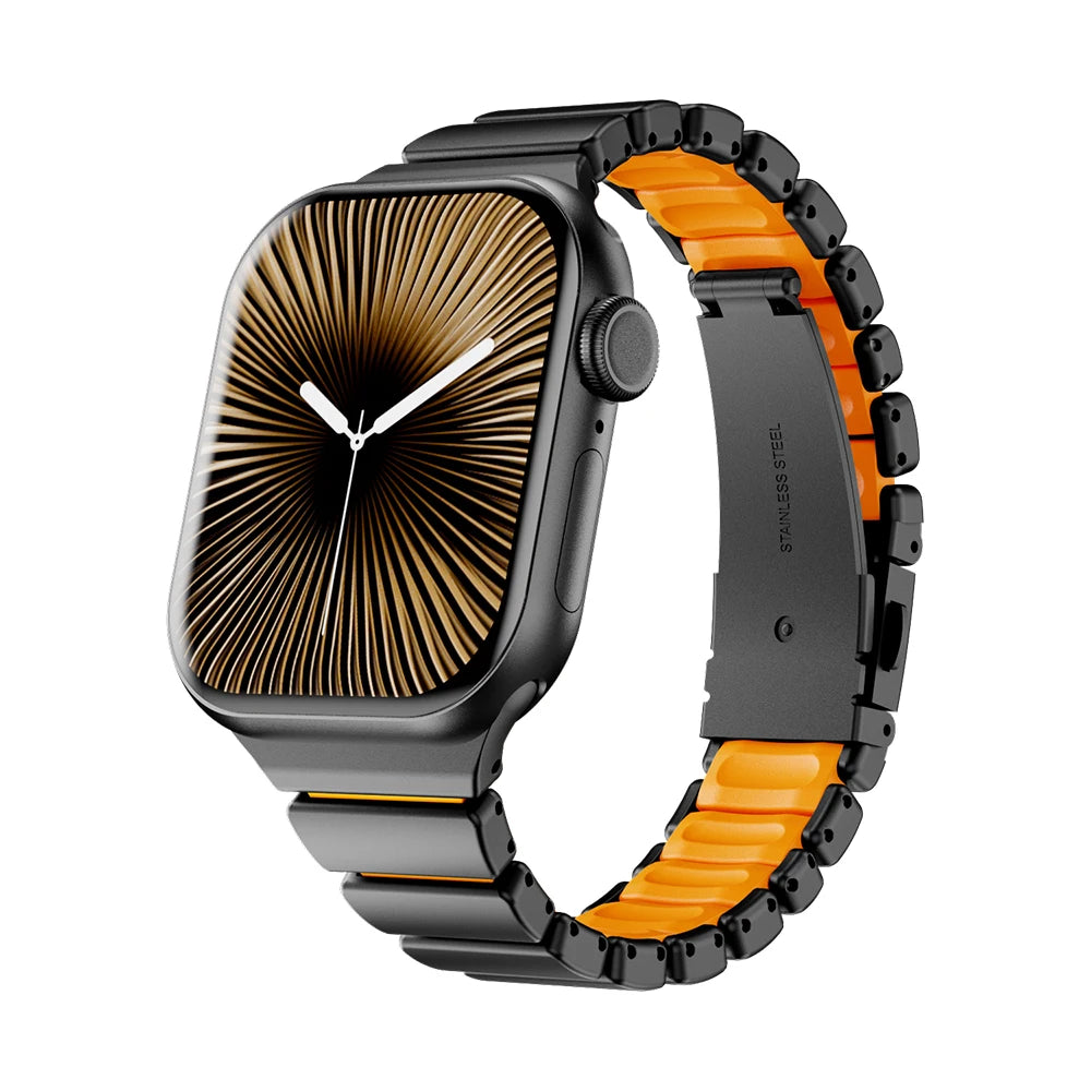 Correa de Acero Inoxidable para Apple Watch Series 10 11 42mm, Correa de Goma para Mujer para Iwatch 9 8 7 41mm 6 5 4 3 2 1 40mm 38mm