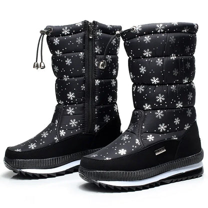 Botas de nieve cálidas a la moda para Mujer, Botas de invierno con plataforma, Botas antideslizantes impermeables, Botas de piel de felpa a media pantorrilla, Botas para Mujer