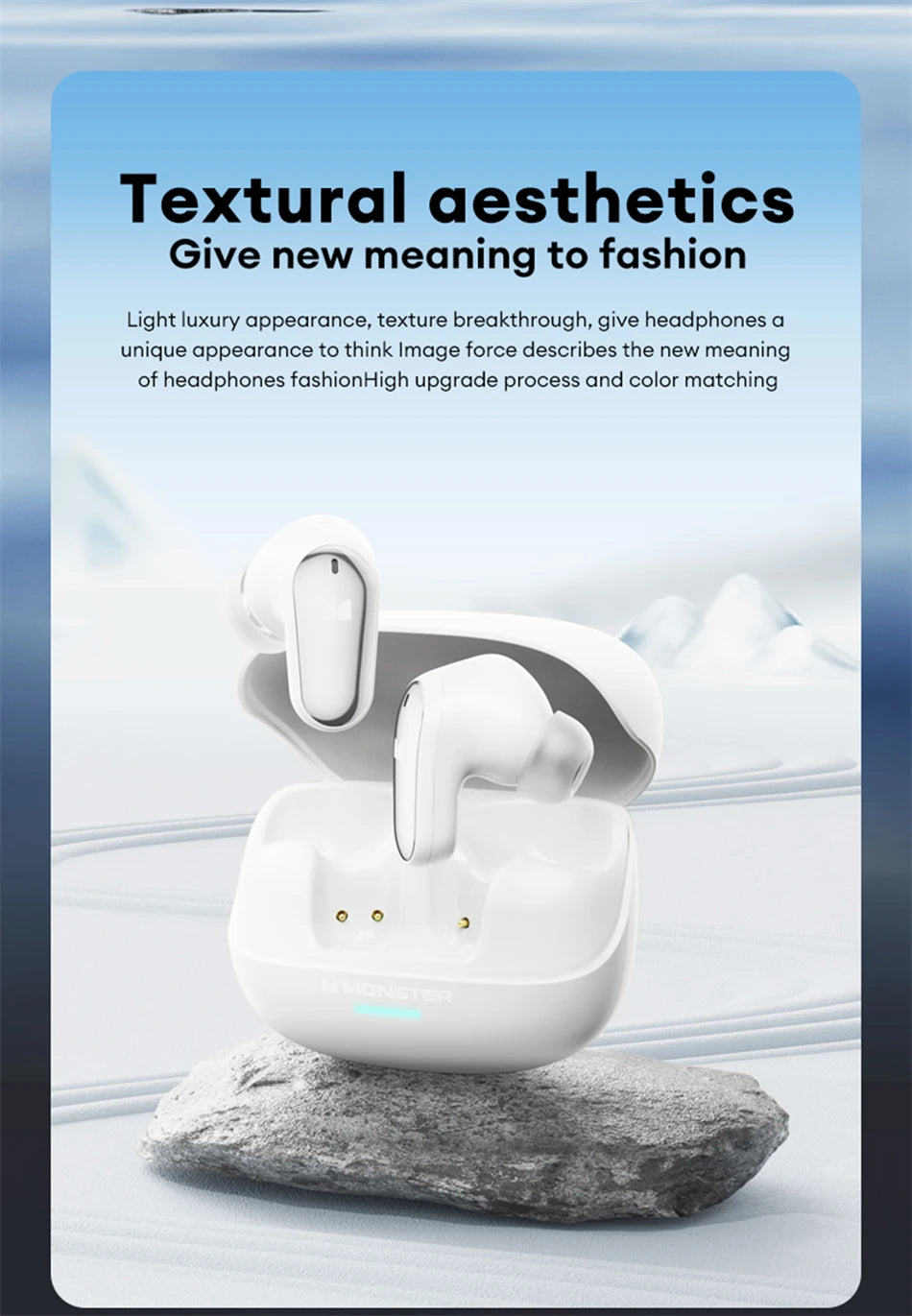 Auriculares inalámbricos Monster MQT52 con Bluetooth 5,4, auriculares para juegos con batería de larga duración, auriculares con sonido estéreo HIFI de modo dual con micrófono