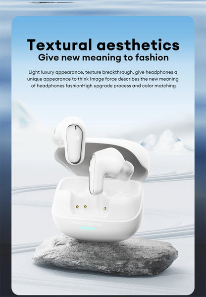 Auriculares inalámbricos Monster MQT52 con Bluetooth 5,4, auriculares para juegos con batería de larga duración, auriculares con sonido estéreo HIFI de modo dual con micrófono