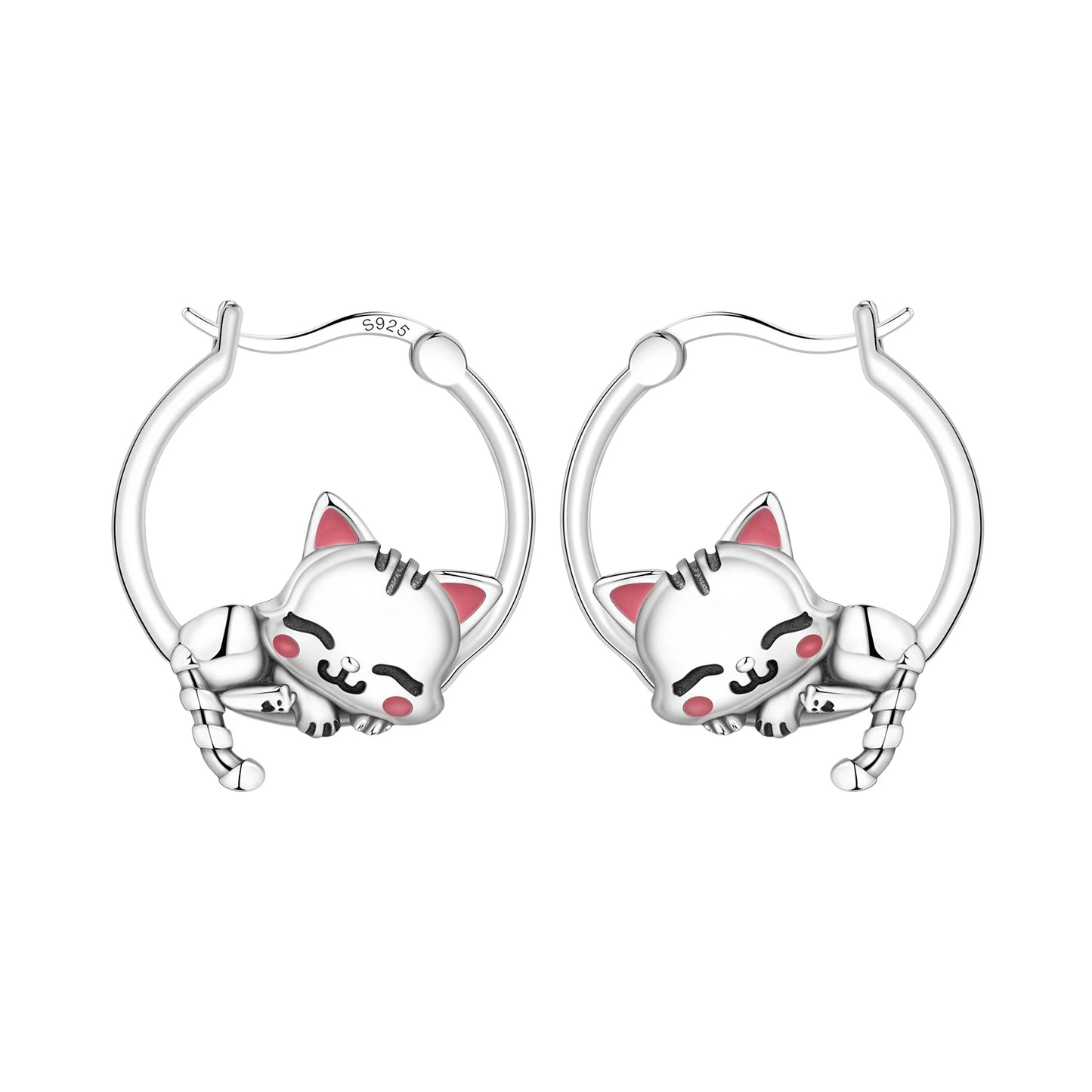 Pendientes de aro de bambú para mujer, de Plata de Ley 925 originales, con bonito Panda, joyería fina, regalos de fiesta de cumpleaños