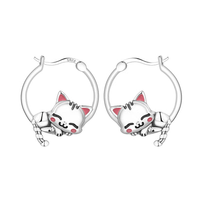 Pendientes de aro de bambú para mujer, de Plata de Ley 925 originales, con bonito Panda, joyería fina, regalos de fiesta de cumpleaños