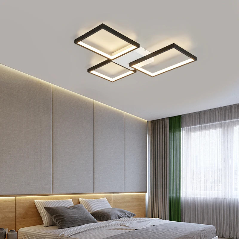 Luces Led de techo modernas para sala de estar, dormitorio, lustre, decoración del hogar, luz de techo regulable, accesorios de lámpara de techo negro/dorado